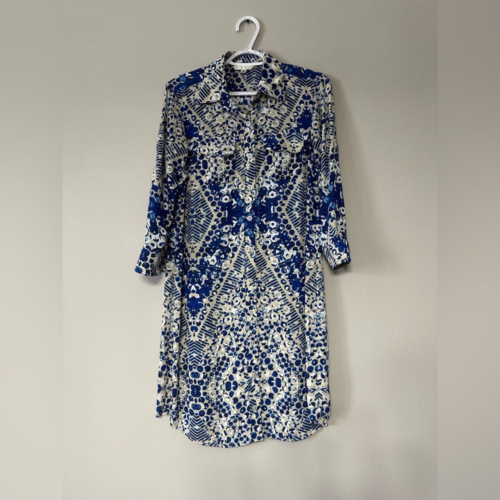 CAbi Jewel Print Button Down Shirt Dress Kaleidoscope Geo Print Size Small - Picture 4 of 10